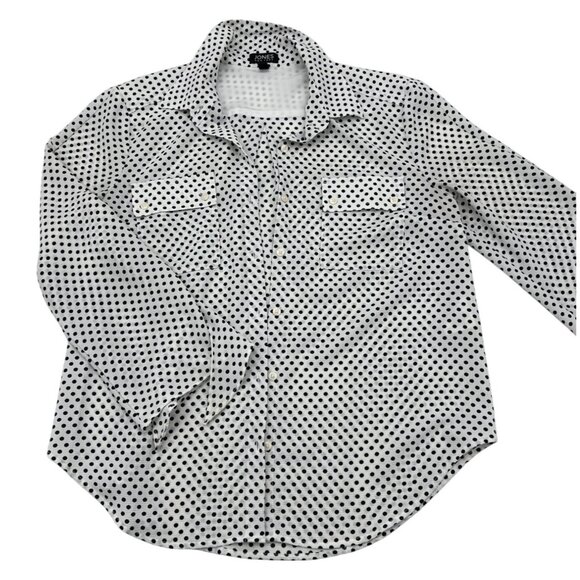 Jones New York Womens Black & White Polka Dot Button-Up Blouse Size M - Picture 1 of 5